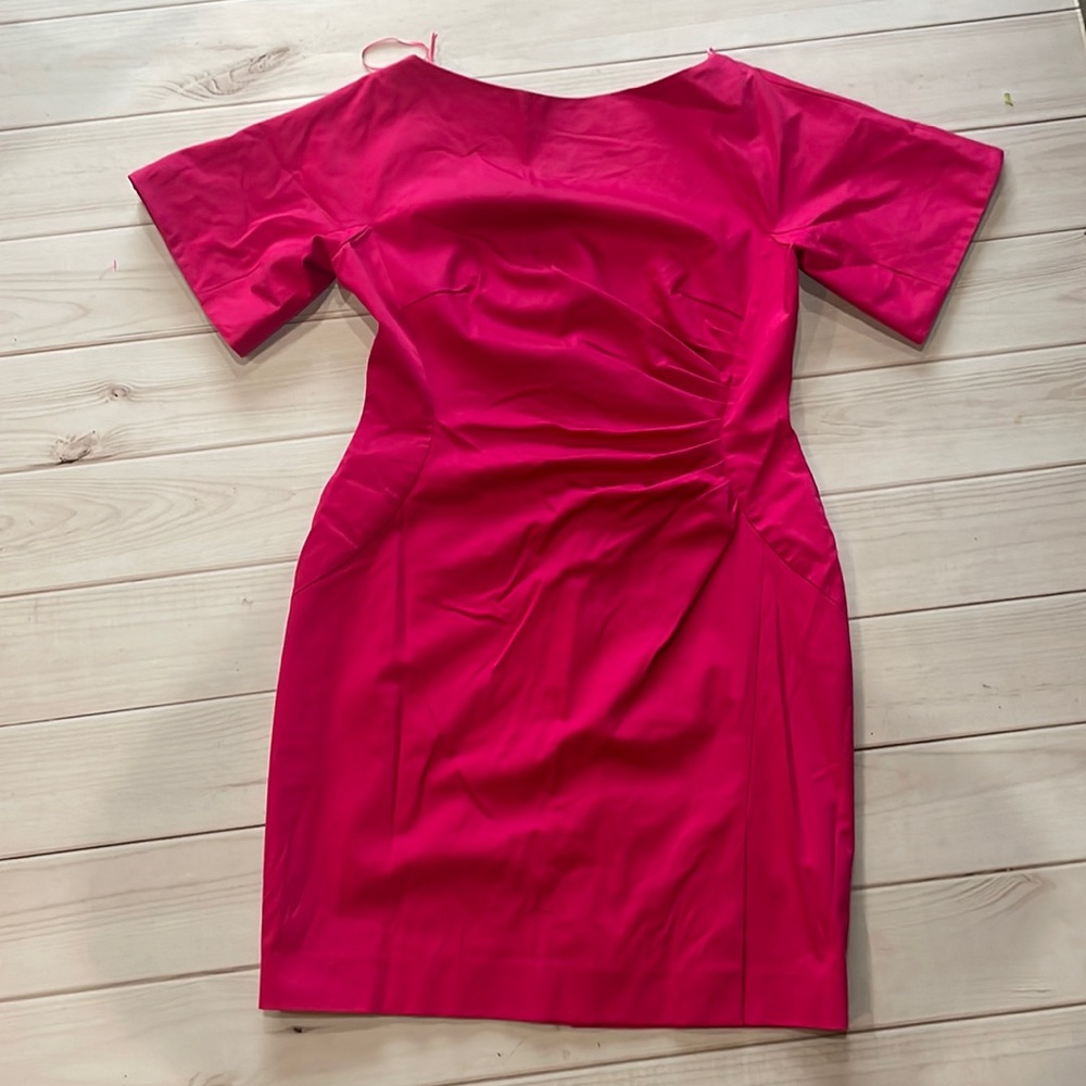 LK Bennett Vibrant Pink Short-Sleeve Sheath Dress